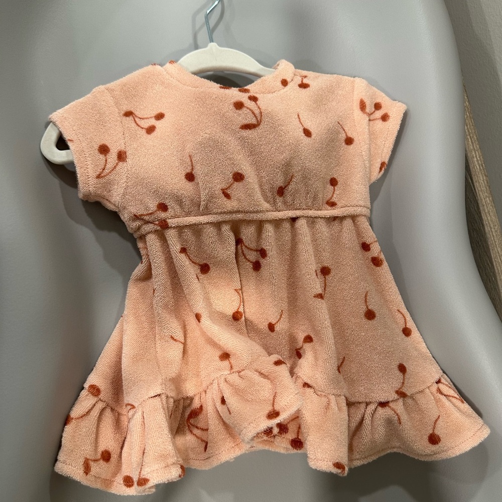 Peach Cherry Patterned Dress
